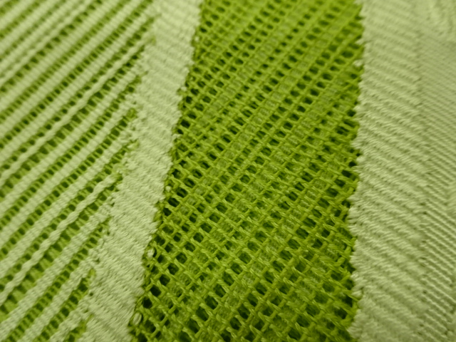  絽綴れ花葉模様織出し名古屋帯